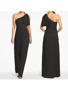Sachin + Babi Chelsea One-Shoulder Black Evening Gown with Draped Shoulder